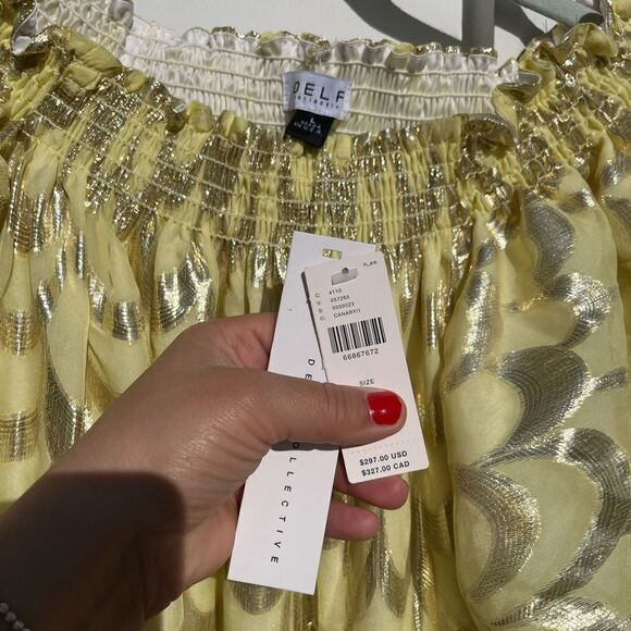 Anthropologie Delfi Collective Silk Metallic Blouse NWT - Picture 4 of 11